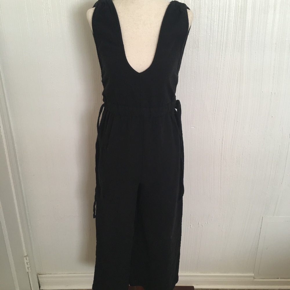 $108 Madewell black cotton Muslin jumpsuit XXS XS plunge neckline beach - Picture 4 of 10